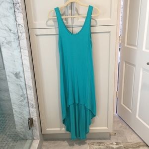 High Low teal jersey dress